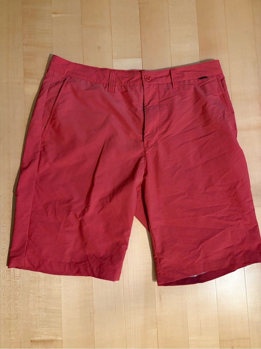 Travis Mathew Coral Red Flat Front Chino Shorts